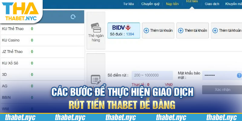 Các bước để thực hiện giao dịch rút tiền Thabet dễ dàng