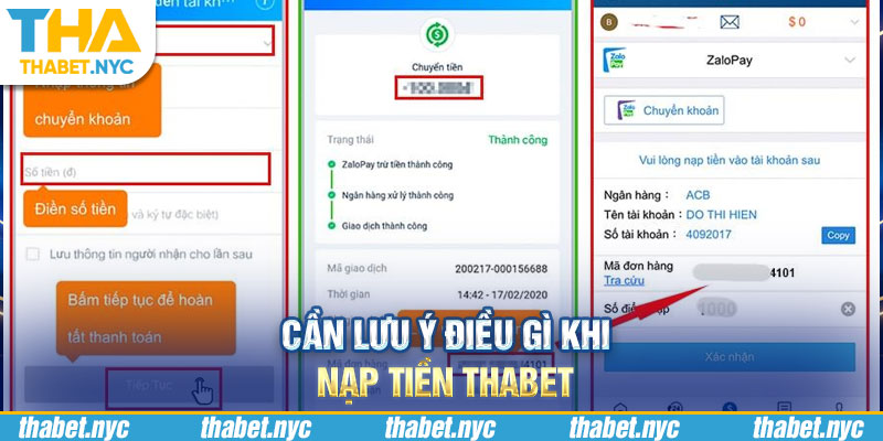 Cần lưu ý điều gì khi nạp tiền Thabet